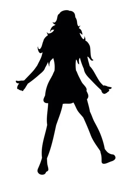 Girl Dancing Silhouette Party — Stock Vector