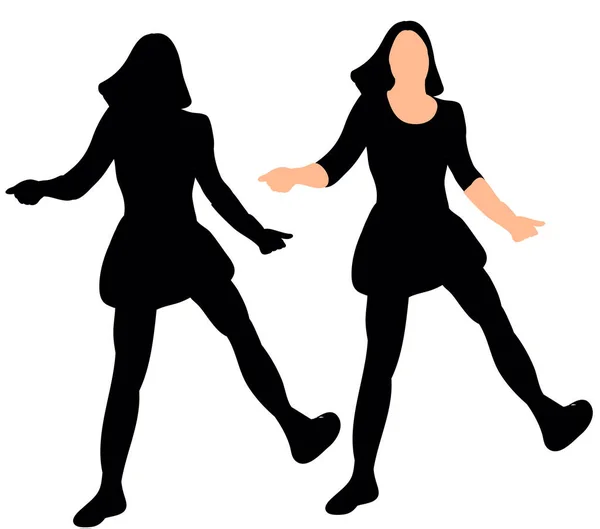 Silhouette Mädchen Tanzen Vektor — Stockvektor