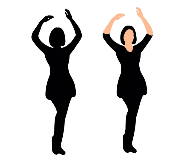 Chica Bailando Silueta Disco Vector Ilustración — Archivo Imágenes Vectoriales