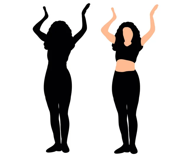 Vector Ilustración Silueta Una Chica Bailando Baile — Vector de stock