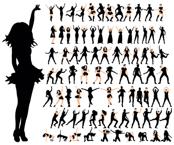 Силуэт Девушки Красиво Танцует Векторные Художественные Коллекции — стоковый вектор