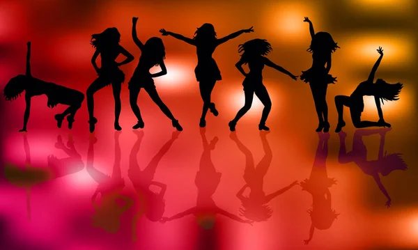 Illustratie Vector Silhouet Mensen Dansen Disco — Stockvector