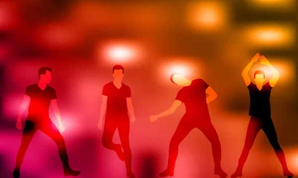 Illustration Vektor Gruppe Tanzender Menschen Silhouetten Party — Stockvektor