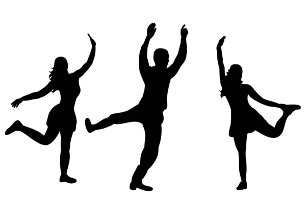 Vetor Silhueta Pessoas Dançando Grupo — Vetor de Stock