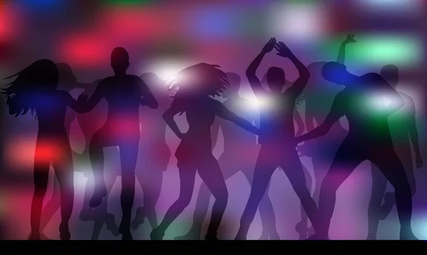 Silhouette Personnes Dansant Disco — Image vectorielle