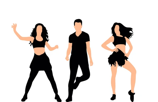 Ilustración Vector Silueta Gente Bailando Grupo Danza — Vector de stock