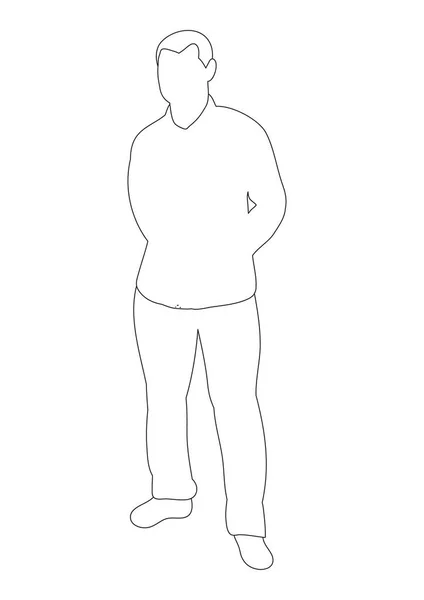 Contours Homme Debout Croquis — Image vectorielle