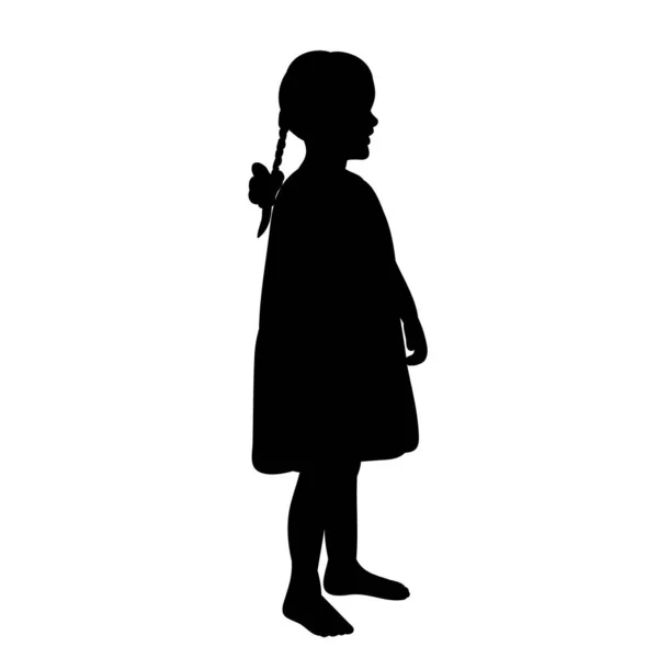 Isolated Child Silhouette Girl Stands — Stock Vector