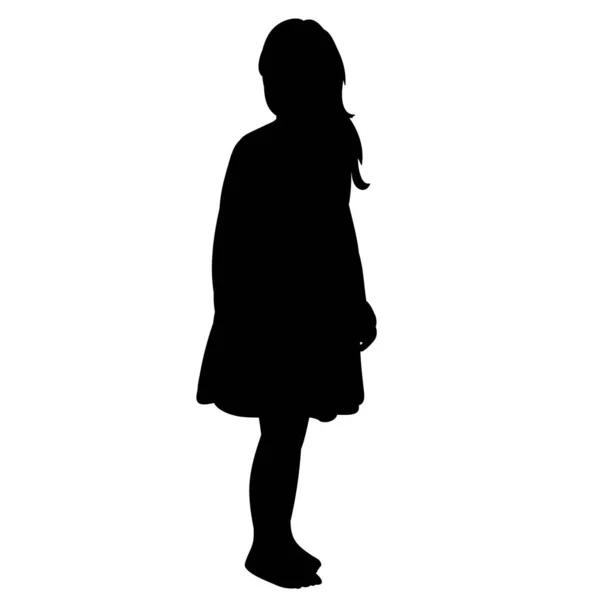 Elszigetelt Fekete Sziluett Egy Gyermek Lány Fehér Alapon — Stock Vector