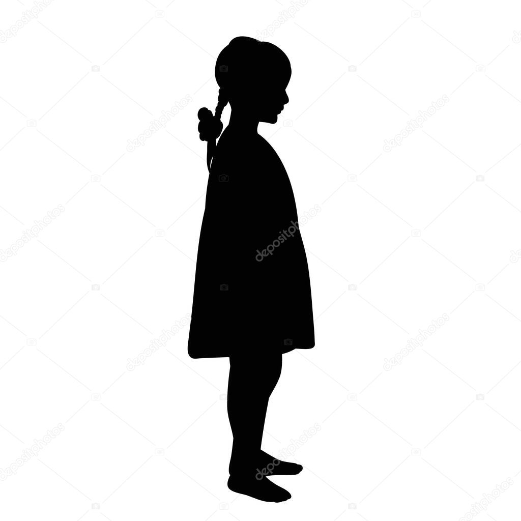 isolated, child silhouette, girl stands