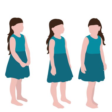 Yüzü olmayan küçük bir kız, düz stil, grup