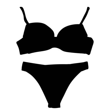 vektör, kadın iç çamaşırı, sutyen ve iç çamaşırlarının izole edilmiş siyah silueti