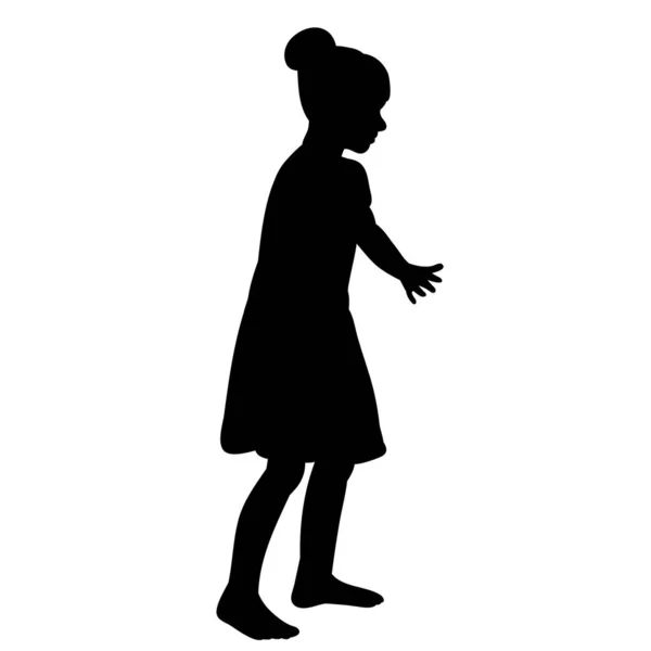 Вектор Изолированный Черный Силуэт Ребенка Девочка Детство — стоковый вектор