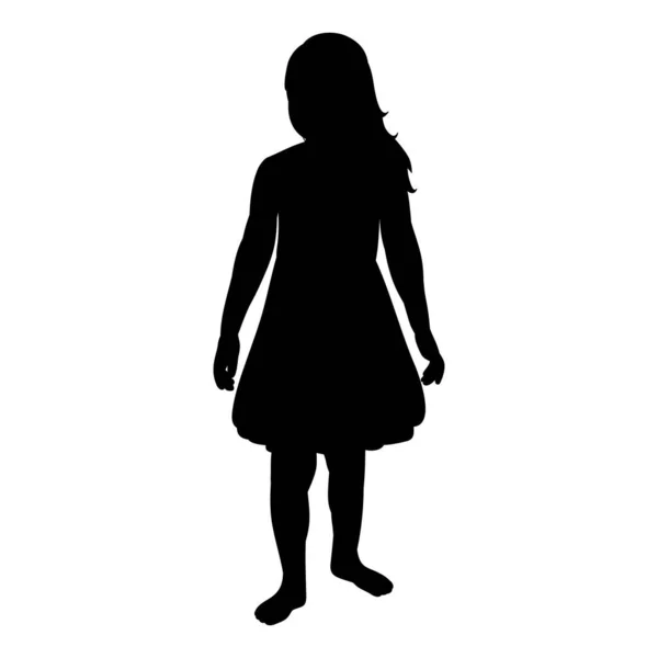 Isolée Silhouette Noire Enfant Fille Sur Fond Blanc — Image vectorielle