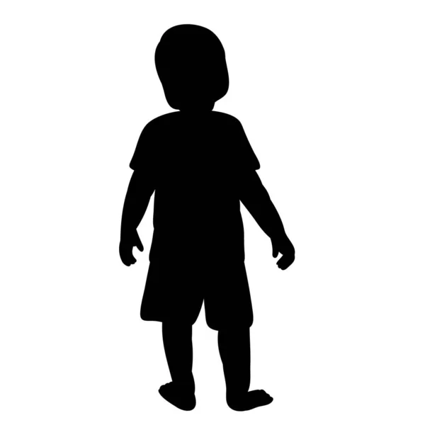 Silhuett Ett Barn Pojke — Stock vektor