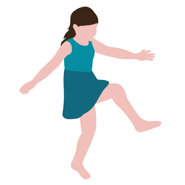 Isoliert Flachen Stil Kind Kleines Mädchen Wird Gespielt — Stockvektor