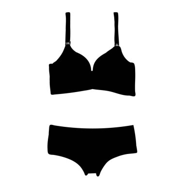 siyah iç çamaşırı silueti, iç çamaşırı ve sutyen.