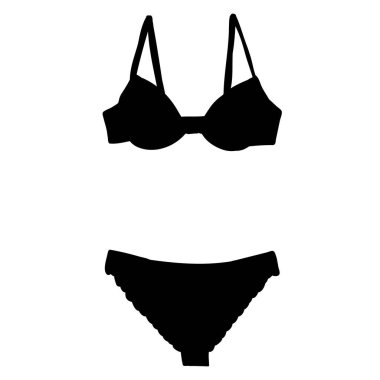 vektör, kadın iç çamaşırı, sutyen ve iç çamaşırlarının izole edilmiş siyah silueti