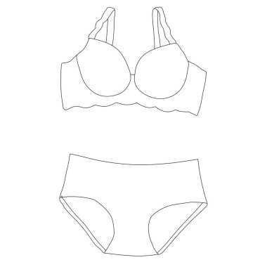 vektör, izole, iç çamaşırı, iç çamaşırı ve sütyen hatları