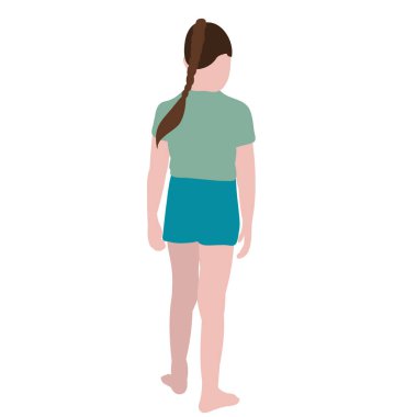  düz stil çocuk, küçük kız