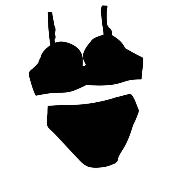 内裤和胸罩的孤立黑色轮廓 — 图库矢量图片