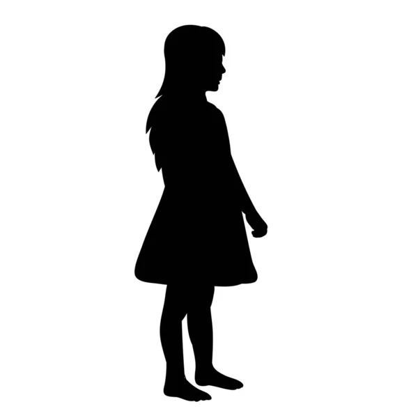 白い背景に子供のベクトルで隔離された黒いシルエット — ストックベクタ