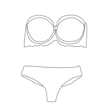 vektör, izole, iç çamaşırı, iç çamaşırı ve sütyen hatları