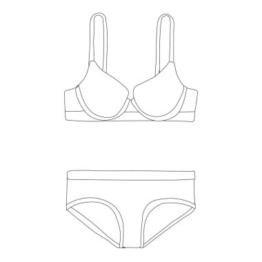 izole edilmiş, çizilmiş, çizilmiş, iç çamaşırı, iç çamaşırı ve sütyen.