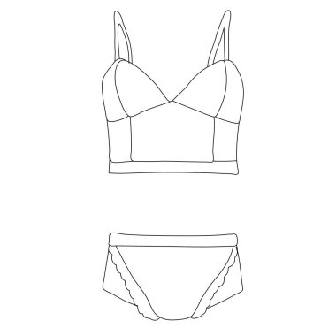 izole edilmiş, çizilmiş, çizilmiş, iç çamaşırı, iç çamaşırı ve sütyen.