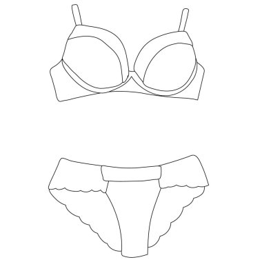 vektör, izole edilmiş, kadın iç çamaşırı, sutyen ve iç çamaşırı çizimi