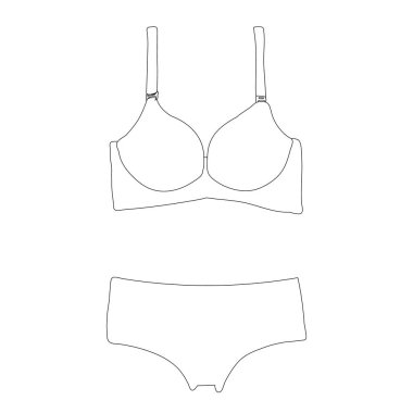 Kadın iç çamaşırı, sutyen ve iç çamaşırı çizimi.