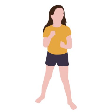 İzole edilmiş, düz stil çocuk, küçük kız oynanıyor, çocukluk.