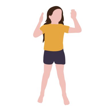 İzole edilmiş, düz stil çocuk, küçük kız oynanıyor, çocukluk.