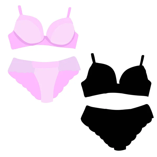 Vector Isolated Lingerie Silhouette Underpants Bra — Stock Vector