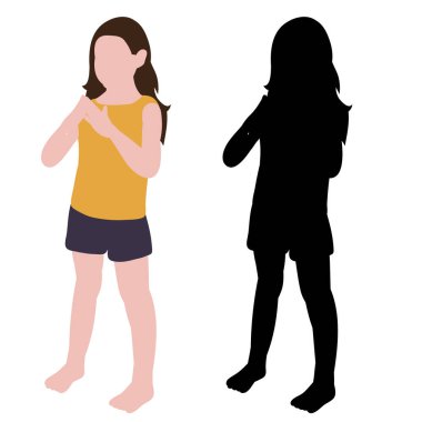  Düz bir tarzda izole edilmiş, siluet bir kız.