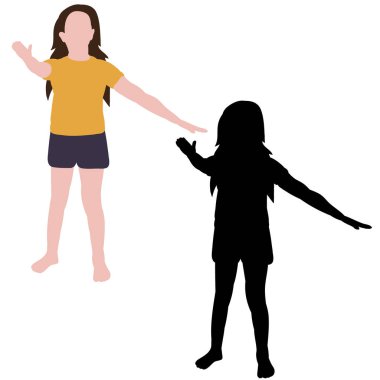 Bir kızın silueti düz bir şekilde duruyor, yüzü yok.