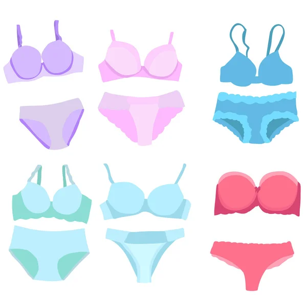 Isolado Lingerie Cuecas Sutiã Fundo Branco Conjunto —  Vetores de Stock