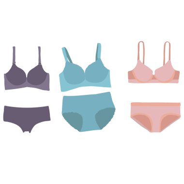  İzole edilmiş, iç çamaşırı, iç çamaşırı ve sutyen beyaz arka planda, set, koleksiyon