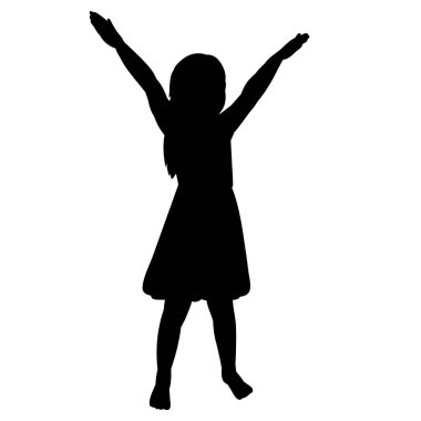 Siyah bir çocuk silueti, dans eden bir kız.