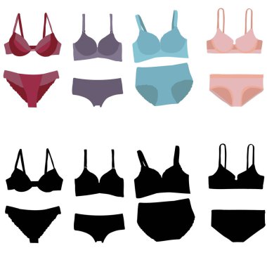 İç çamaşırı ve sutyen beyaz arka planda, hazır.