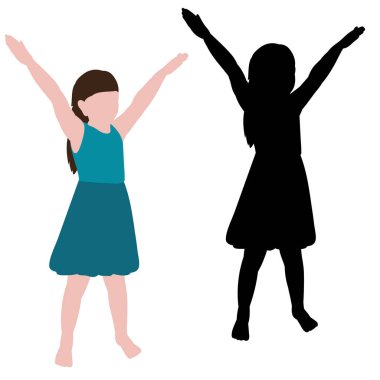 vektör, izole edilmiş, siluet bir kız düz bir tarzda duruyor, yüzü yok.