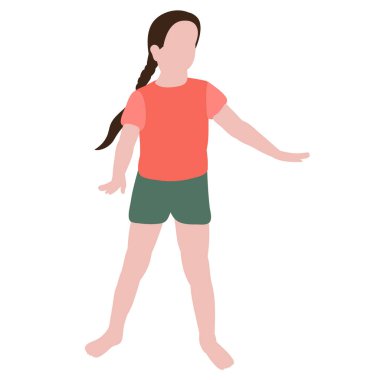 vektör, izole edilmiş, düz stil çocuk, yüzü olmayan kız oynanıyor