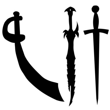 bir kılıcın siyah silueti, kılıçlar