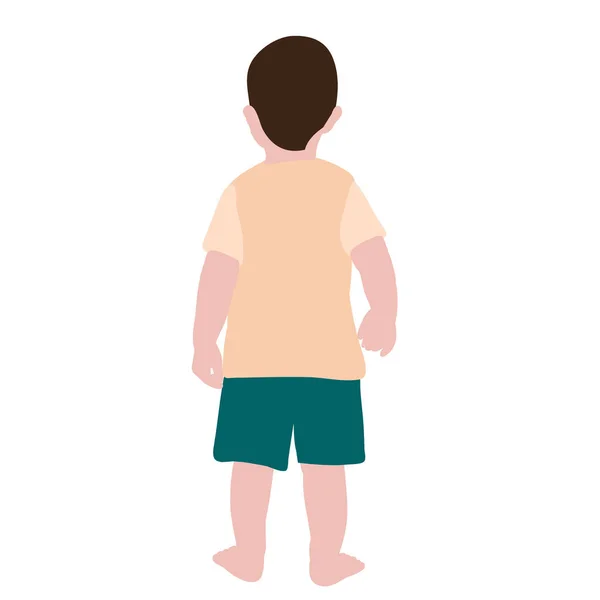 Platt Stil Barn Lille Pojke — Stock vektor