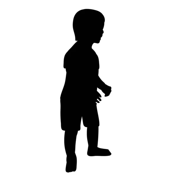 Isolated Black Silhouette Child Boy — Stock Vector