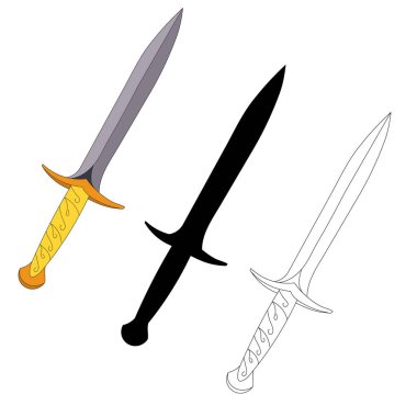  Beyaz arka planda silah, kılıç, kılıç.