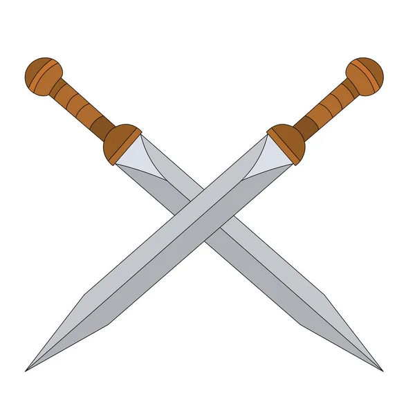 Izolované Zbraňový Symbol Dva Meče — Stockový vektor