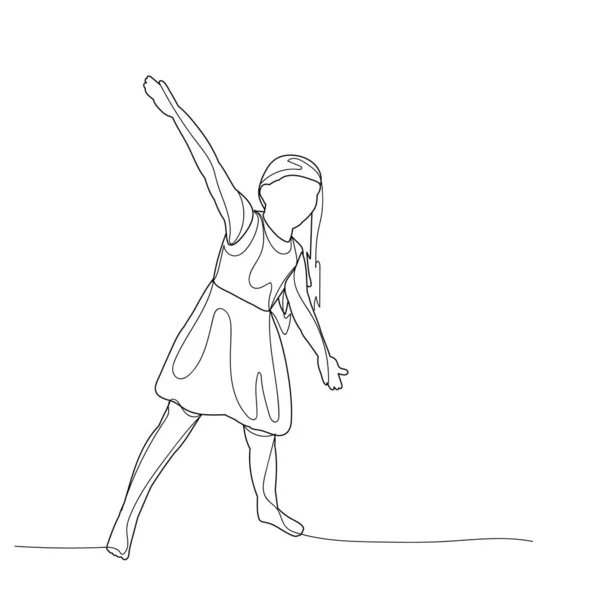 Isoliert Skizze Mit Linien Kind Mädchen Tanzen Vektorgrafiken