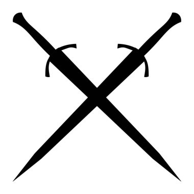 İzole edilmiş, beyaz bir arka planda, iki kılıçtan oluşan siluet, kılıçlar