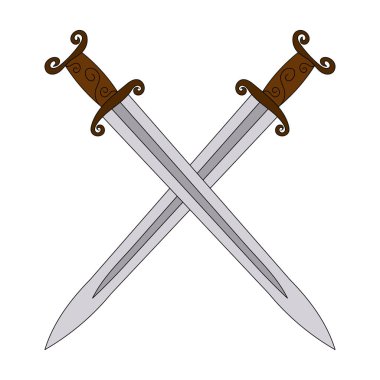 İzole edilmiş, beyaz bir arka planda, iki kılıç, kılıç